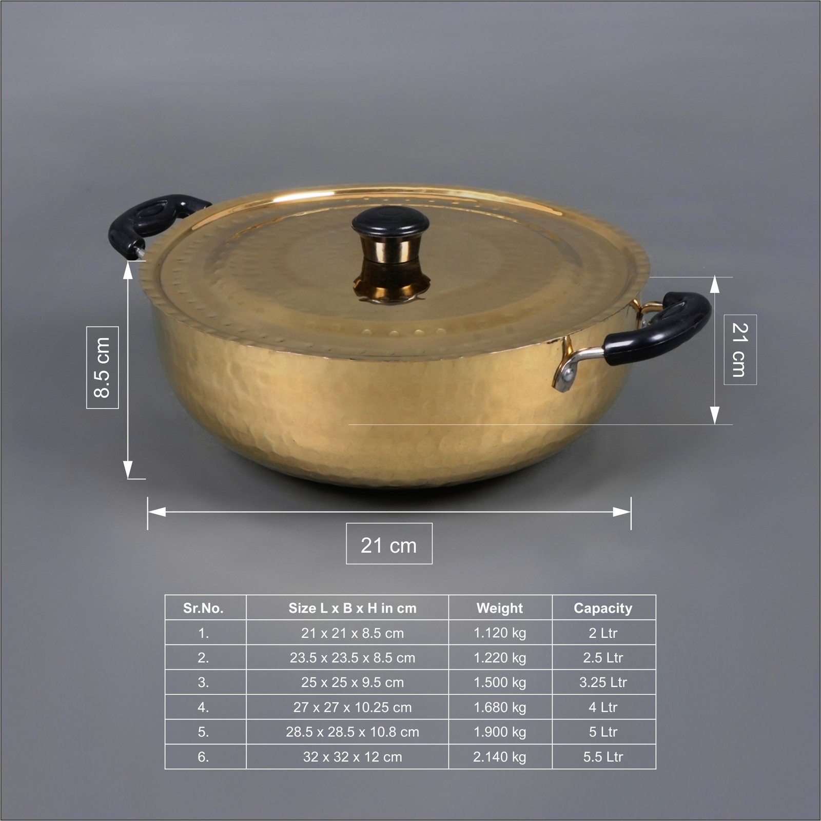 Handcrafted Brass Kadhai with LID large Handcrafted Brass Kadhai with LID large