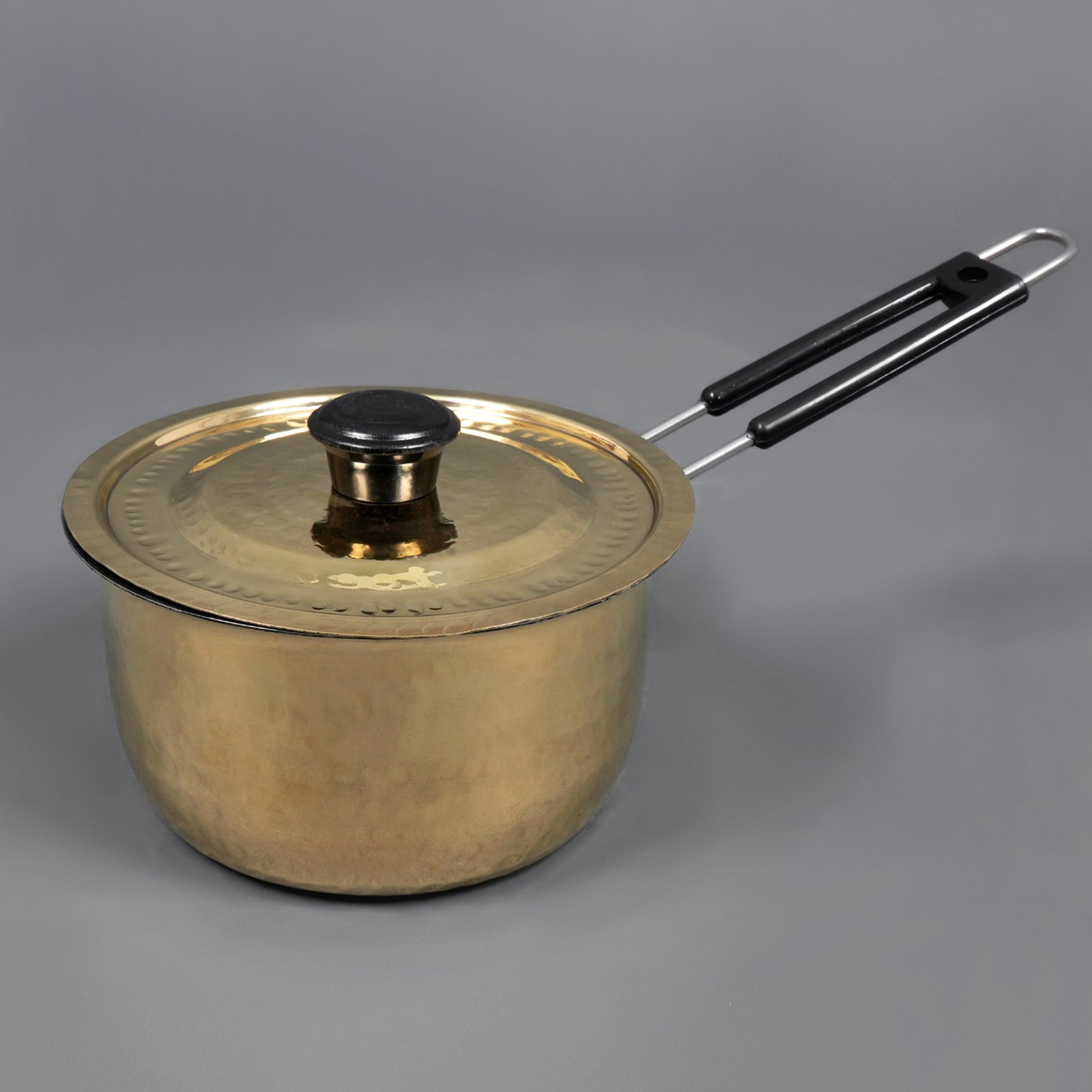 Handcrafted Brass Sauce Pan with heat resistant handle 1 Handcrafted Brass Sauce Pan with heat resistant handle 1