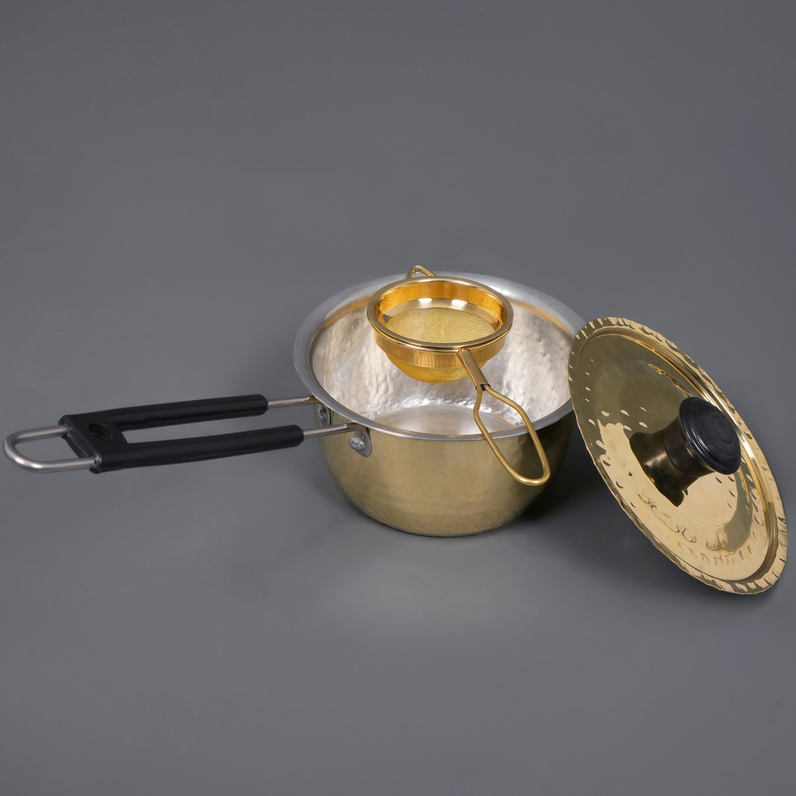 Handcrafted Brass Sauce Pan with heat resistant handle 3 Handcrafted Brass Sauce Pan with heat resistant handle 3