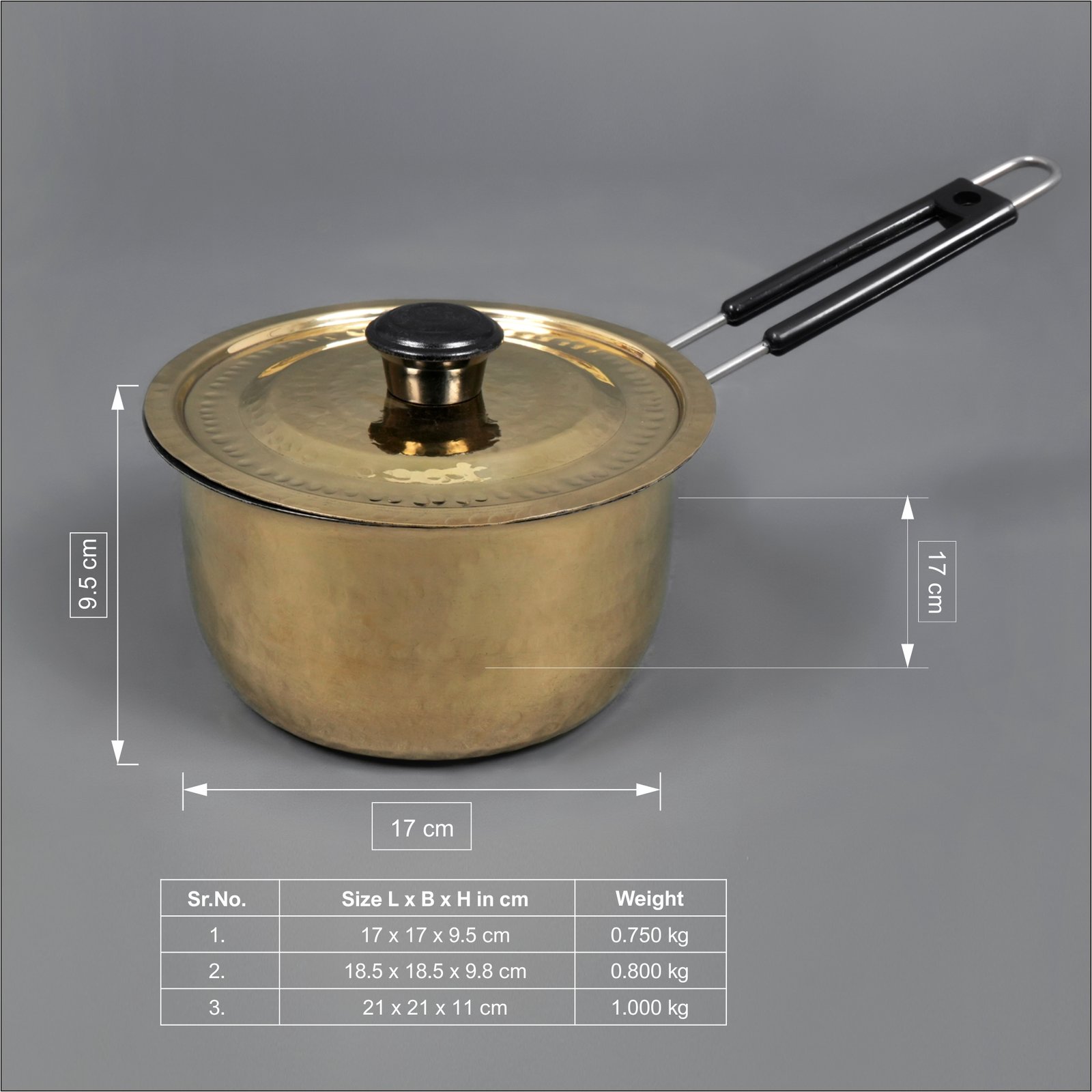 Handcrafted Brass Sauce Pan with heat resistant handle large Handcrafted Brass Sauce Pan with heat resistant handle large
