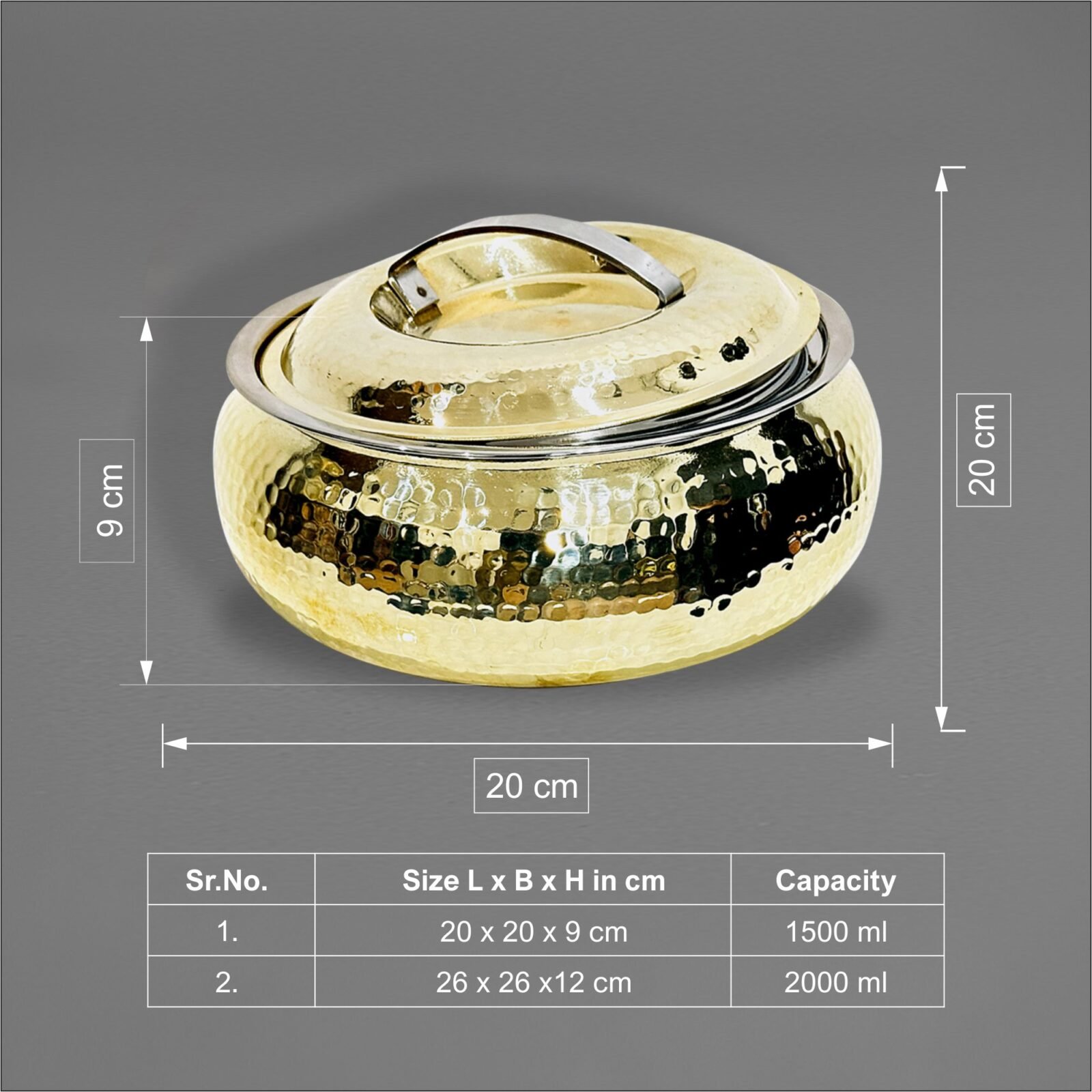 Brass casserole (Stew or Chapati box) large