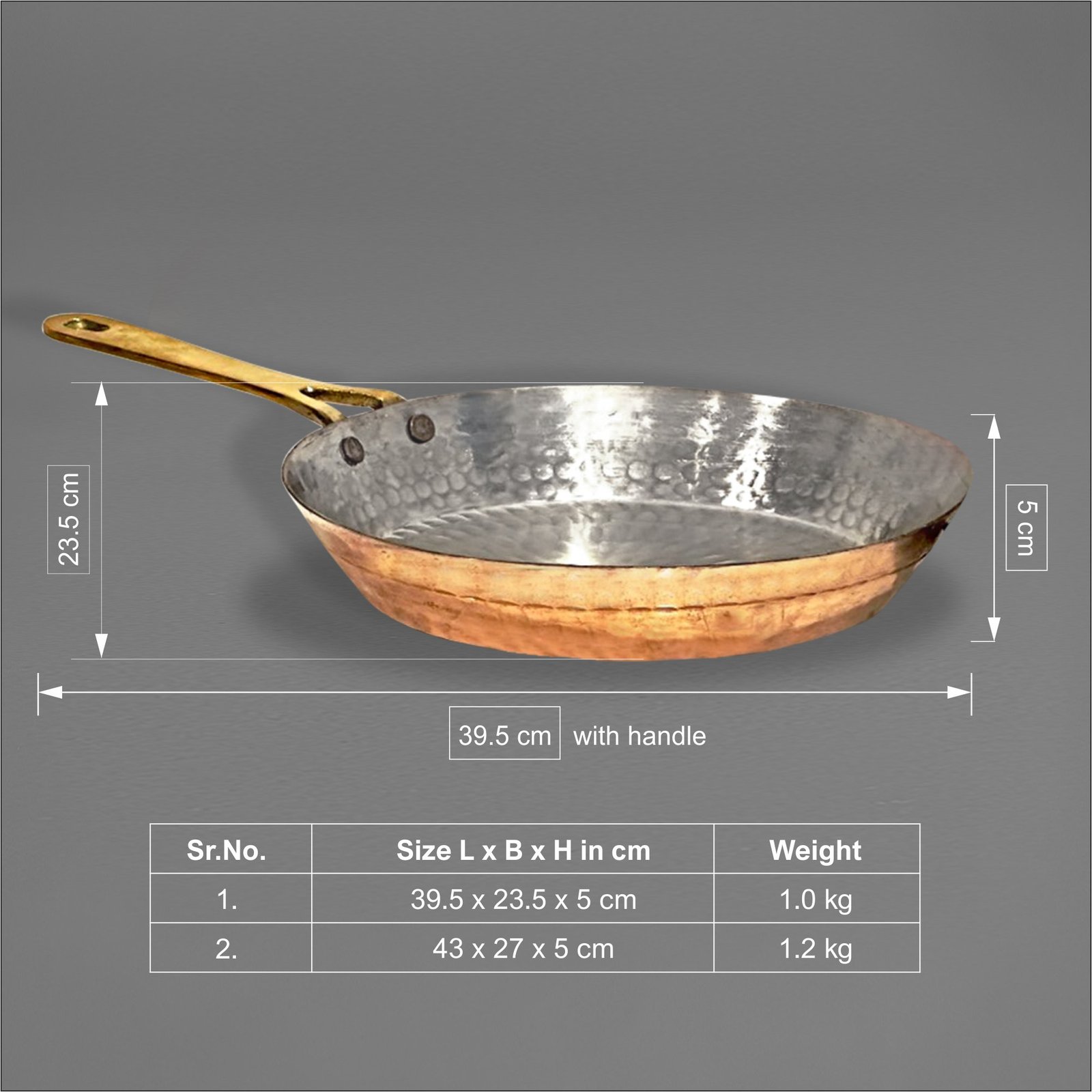Copper Fry Pan with Brass handle large Copper Fry Pan with Brass handle large