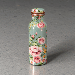 Floral Mint Rose Gold Copper Water Bottle