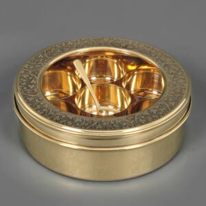 Pure Brass Masala Daani Spice Box with Glass lid 1