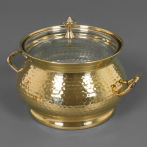 Tin-Coated Brass Serve ware with Glass Lid 1