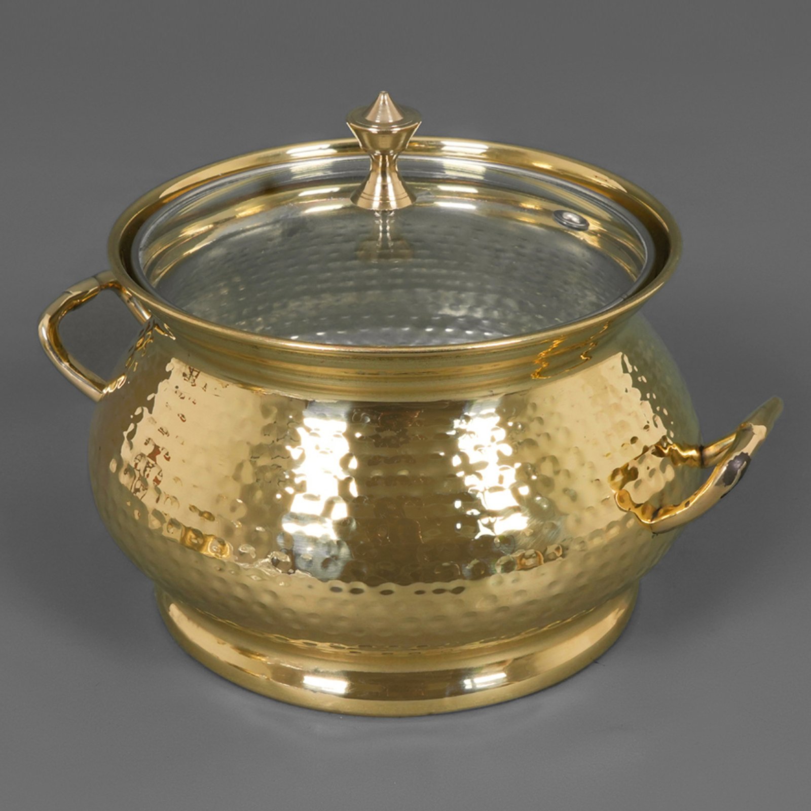 Tin-Coated Brass Serve ware with Glass Lid 1 Tin-Coated Brass Serve ware with Glass Lid 1