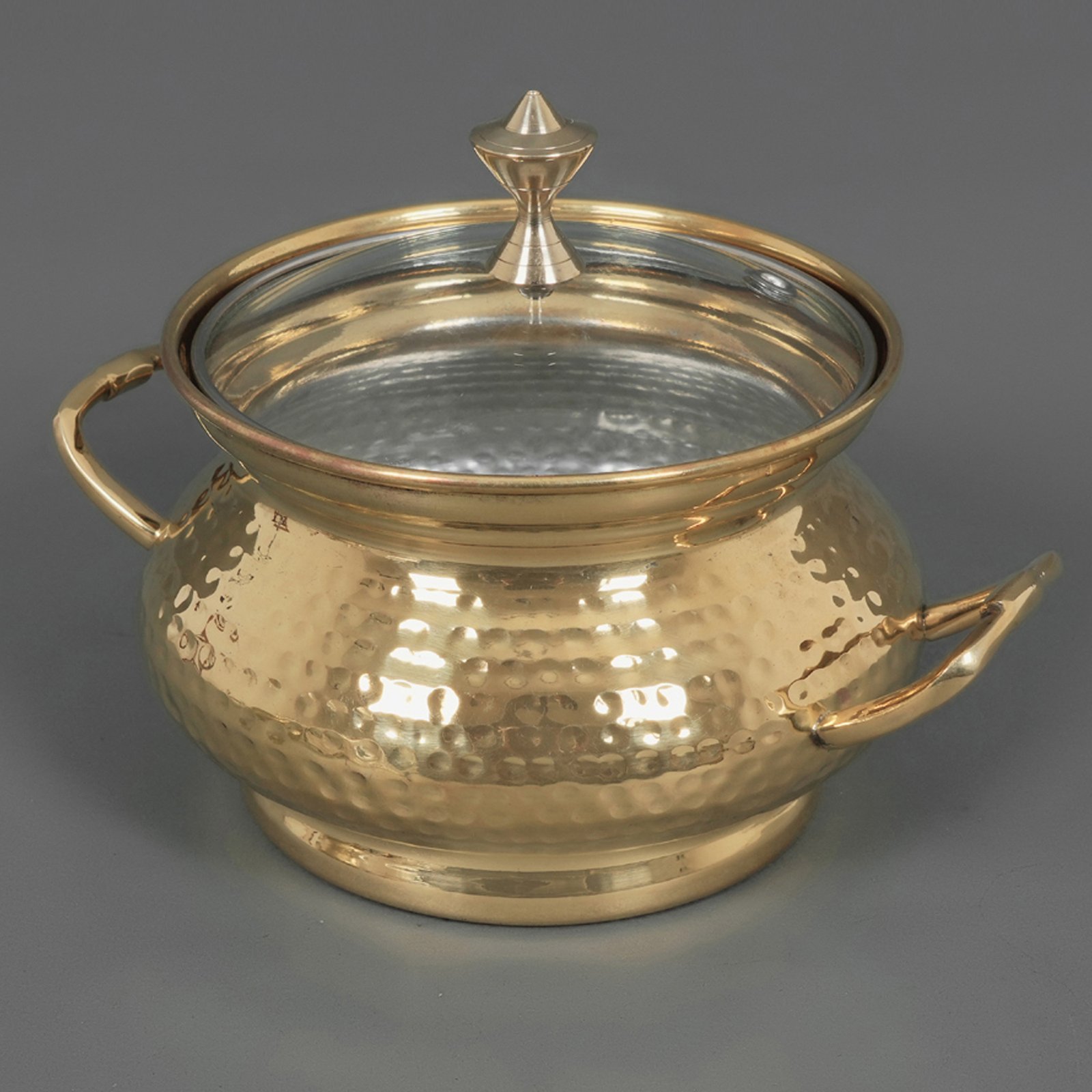 Tin-Coated Brass Serve ware with Glass Lid 3 Tin-Coated Brass Serve ware with Glass Lid 3