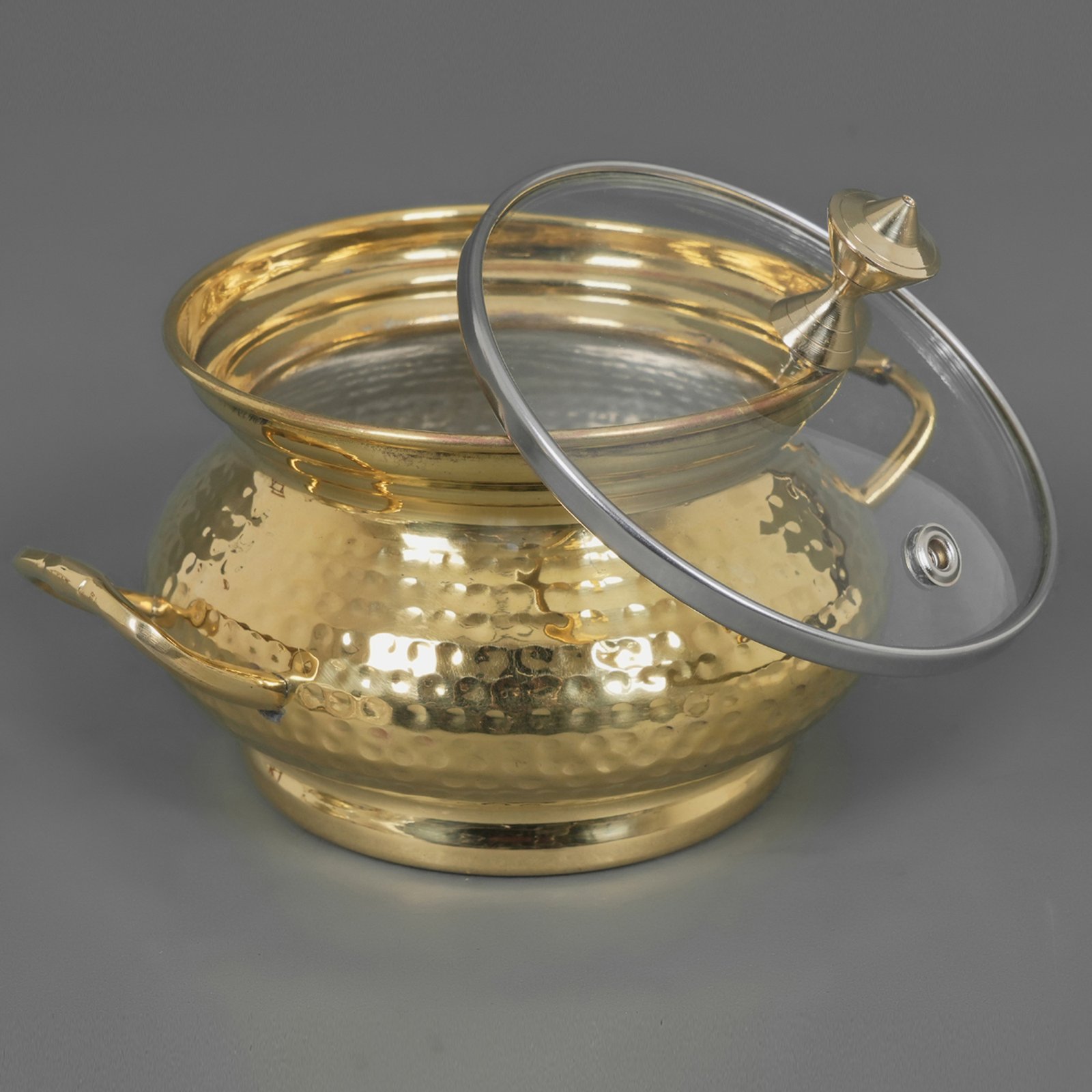 Tin-Coated Brass Serve ware with Glass Lid 4 Tin-Coated Brass Serve ware with Glass Lid 4