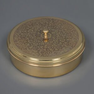 Hand Crafted Engraved Brass Spice box ( Masala Daani ) 1