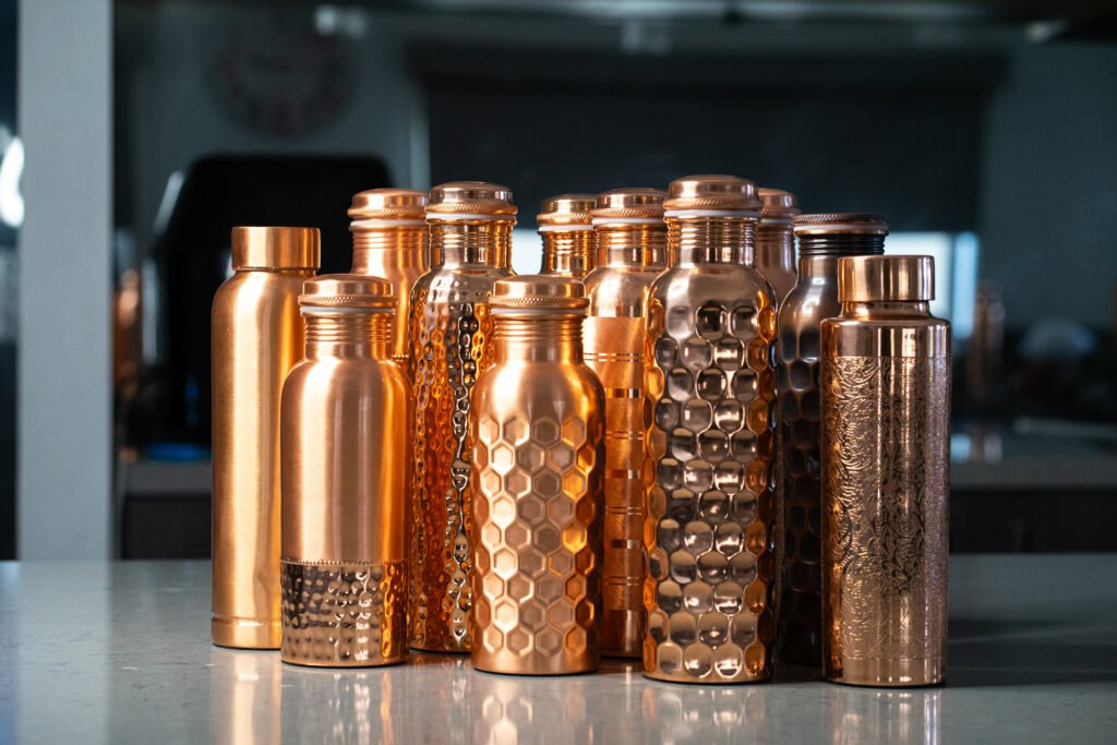 Copper Bottles, copper brazier
