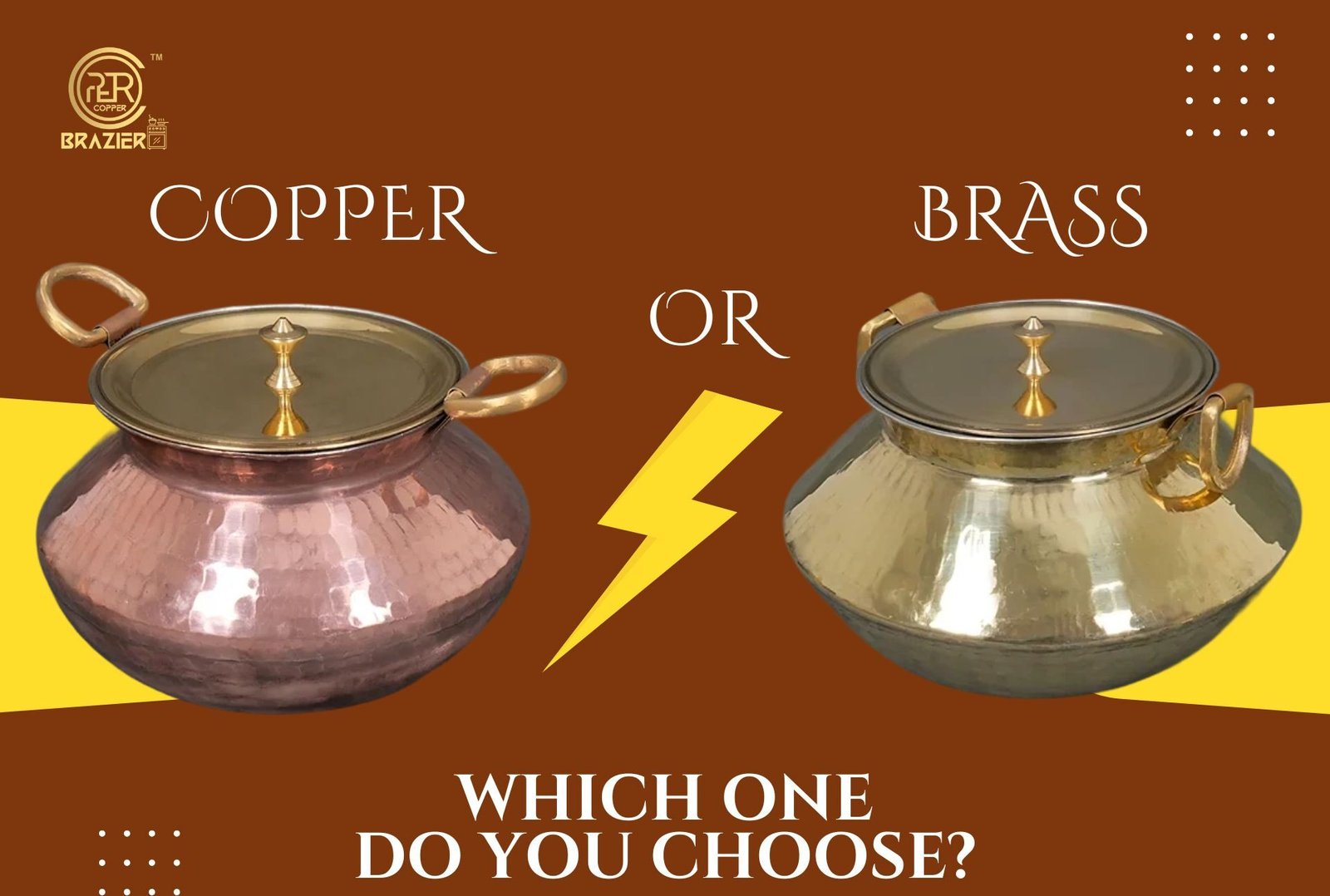 Copper brazier, copper cookware, brass cookware, Brass or copper cookware